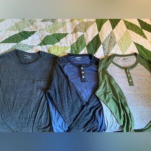 Men’s Long Sleeve Henley Shirts. Large. Vintage